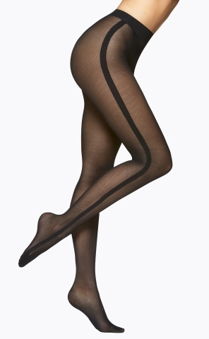 Vogue Side Stripe micro fishnet tights