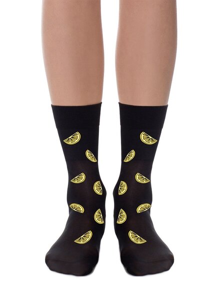 Zohara - Art on tights MAKE LEMONADE BLACK SOCKS SM695-BY